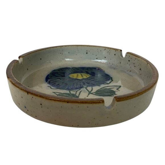 Vintage Otagiri Ceramic Ashtray  Floral Design Speckled Glaze Japan - Picture 2 of 7